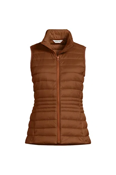 Lands' End Women's Plus Size Wanderweight Packable Down Vest In Orange
