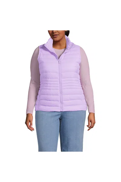 Lands' End Women's Plus Size Wanderweight Packable Down Vest In Purple