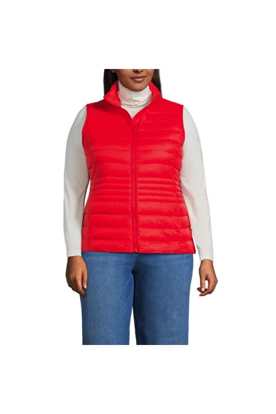 Lands' End Women's Plus Size Wanderweight Packable Down Vest In Red
