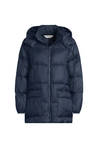 Lands' End Women's Plus Size Wanderweight Packable Parka Puffer In Blue
