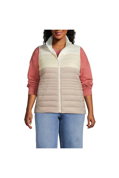 Lands' End Women's Plus Size Wanderweight Packable Ultralight Down Vest In White