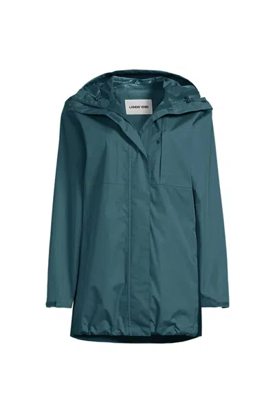 Lands' End Women's Plus Size Waterproof Raincoat In Blue
