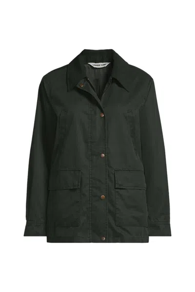 Lands' End Women's Plus Size Waxed Barn Jacket In Green
