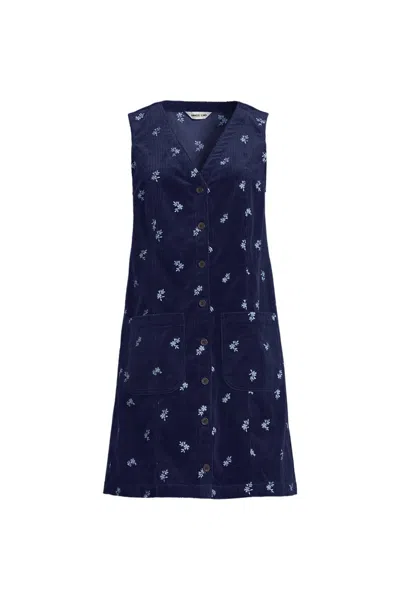 Lands' End Women's Plus Size Wide Wale Corduroy Shift Dress In Blue