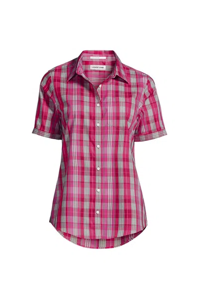 Lands' End Women's Plus Size Wrinkle Free No Iron Shirt In Pink
