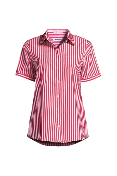 Lands' End Women's Plus Size Wrinkle Free No Iron Shirt In Red
