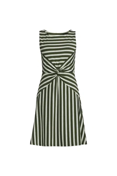 Lands' End Women's Plus Sizecotton Modal Boatneck Twist Dress In Green