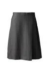 Lands' End Plus Solid A-line Skirt Below The Knee In Gray