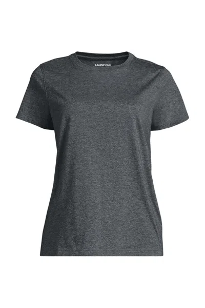 Lands' End Women's Plus Supima Jersey Short Sleeve Relaxed Tee Shirt In Gray