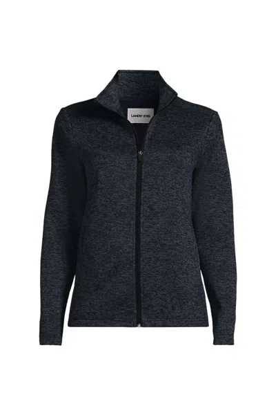 Lands' End Women's Plus Sweater Fleece Zip Front Jacket In Blue