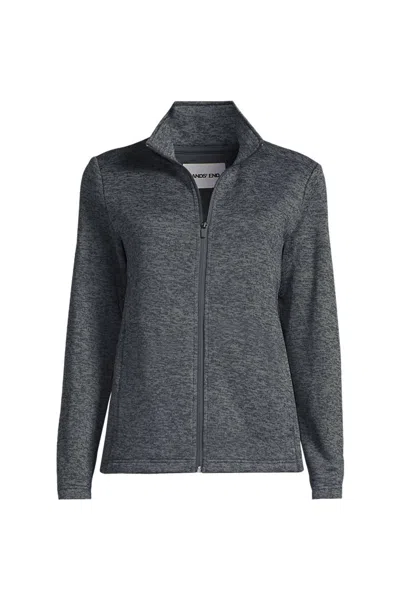 Lands' End Women's Plus Sweater Fleece Zip Front Jacket In Gray