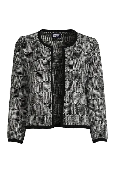 Lands' End Women's Plus Tweedy Shrug Cardigan Sweater In Black