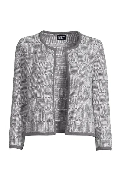Lands' End Women's Plus Tweedy Shrug Cardigan Sweater In Gray