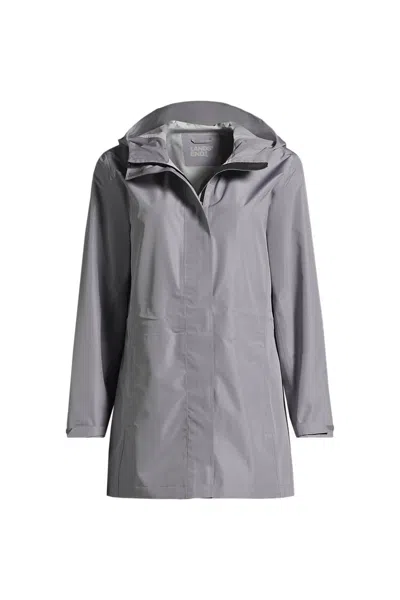 Lands' End Women's Plus Waterproof Hooded Packable Rain Jacket In Gray