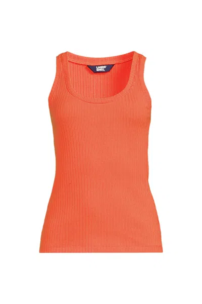 Lands' End Women's Pointelle Rib Uneck Tank In Orange