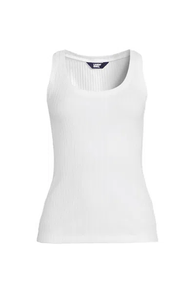 Lands' End Women's Pointelle Rib Uneck Tank In White
