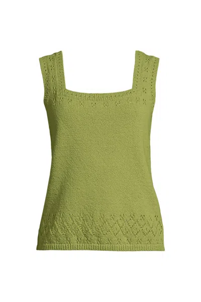 Lands' End Women's Pointelle Square Neck Tank Sweater In Multi