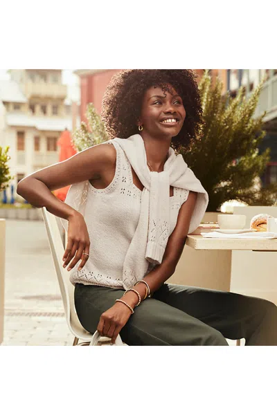 Lands' End Women's Pointelle Square Neck Tank Sweater In Neutral