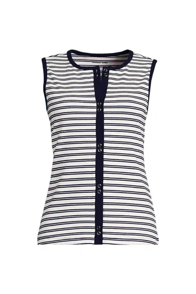 Lands' End Women's Polished Rib Button Front Tank In Ivory