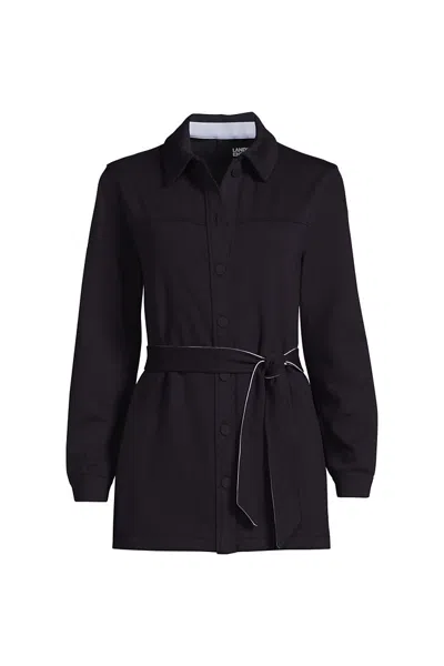 Lands' End Women's Ponte Belted Modern Shirt Jacket In Blue