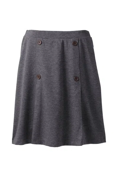Lands' End Women's Ponte Button Front Skort Above The Knee In Gray