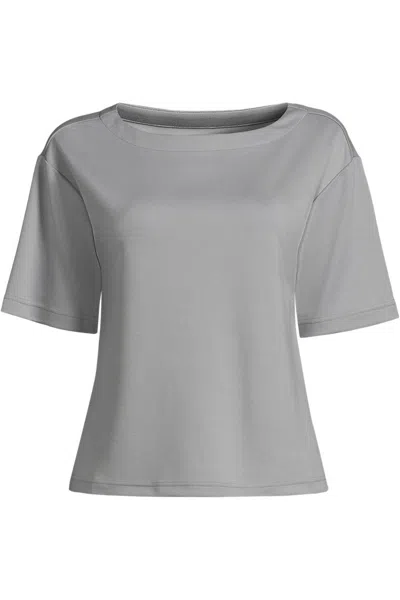 Lands' End Women's Ponte Elbow Sleeve Shirt In Gray