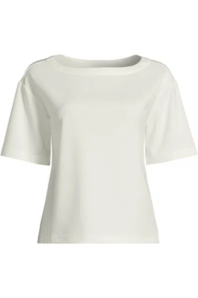 Lands' End Women's Ponte Elbow Sleeve Shirt In White