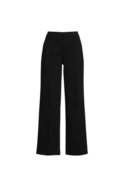 Lands' End Women's Ponte Pintuck Wide Leg Pants In Black