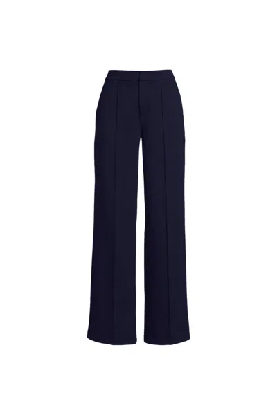 Lands' End Women's Ponte Pintuck Wide Leg Pants In Blue