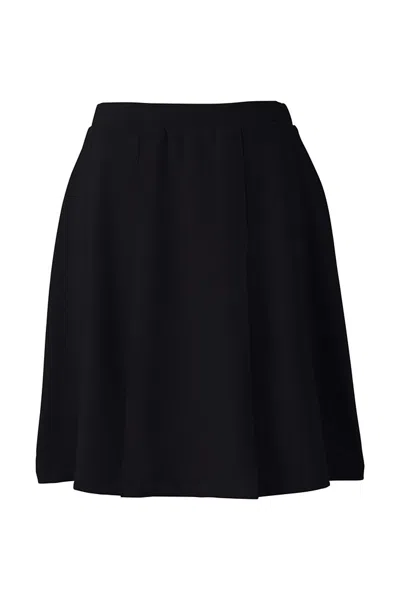 Lands' End Women's Ponte Pleat Skirt Top Of Knee In Black