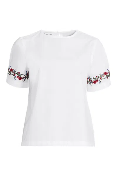 Lands' End Poplin Eyelet Back Tie Shirt In White