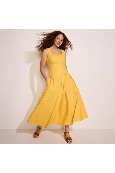 Lands' End Women's Poplin Godet Maxi Skirt - Set Bottom In Yellow