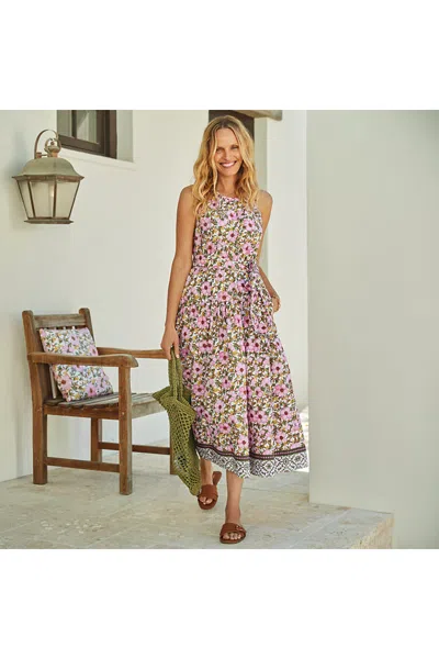 Lands' End Women's Poplin Halter Midi Dress In Multi