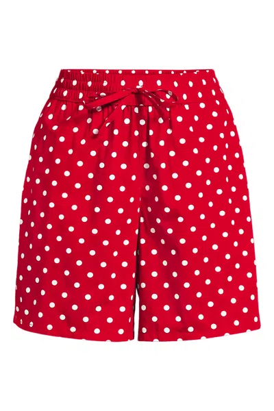 Lands' End Women's Poplin High Rise Pull On 7" Shorts In Red