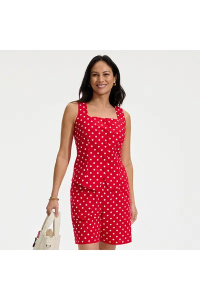 Lands' End Women's Poplin High Rise Pull On 7" Shorts In Red