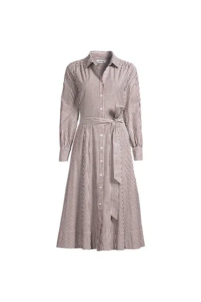 Lands' End Women's Poplin Perfect Shirt Dress In Brown
