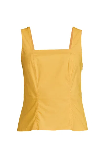 Lands' End Women's Poplin Princess Seam Square Neck Sleeveless Top In Yellow