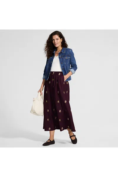 Lands' End Women's Poplin Pull On Maxi Skirt In Blue