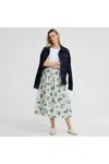 Lands' End Women's Poplin Pull On Midi Skirt In Multi