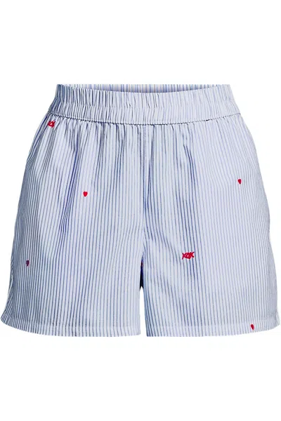 Lands' End Women's Poplin Sleep Boxer Shorts In Blue