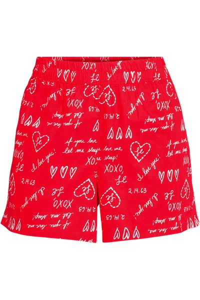 Lands' End Women's Poplin Sleep Boxer Shorts In Red