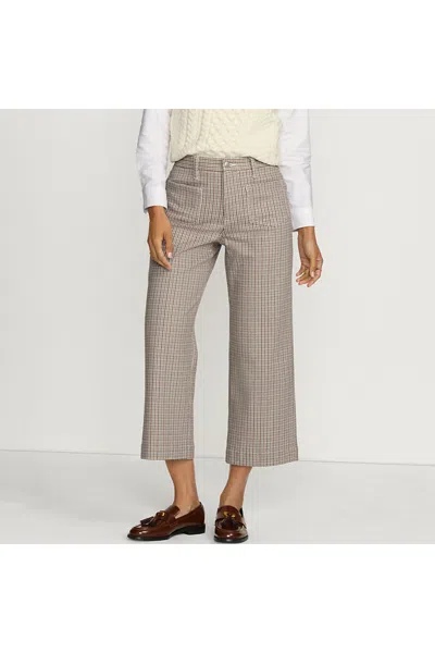 Lands' End Women's Printed Twill High Rise 5 Pocket Wide Leg Crop Pants In Gray
