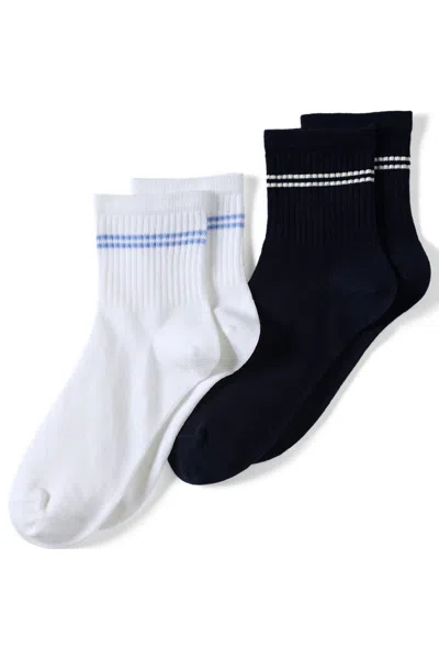 Lands' End Women's Quarter Crew Socks 2 Pack In Multi