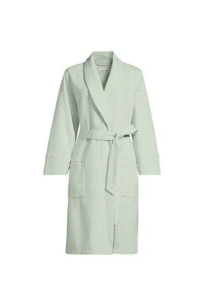 Lands' End Women's Quilted Knee Length Robe In Green