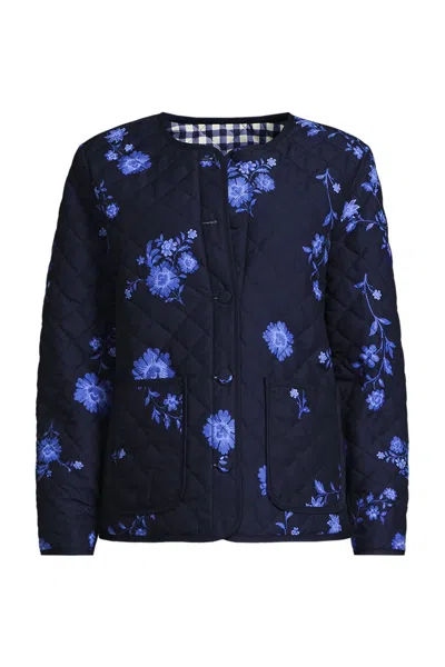 Lands' End Women's Quilted Reversible Jacket In Blue