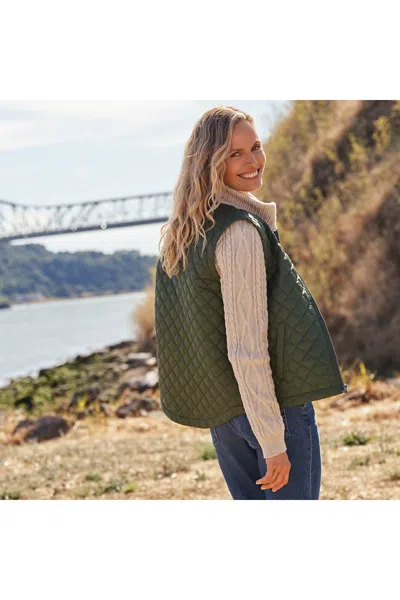 Lands' End Women's Quilted Sweater Hybrid Barn Jacket In Green