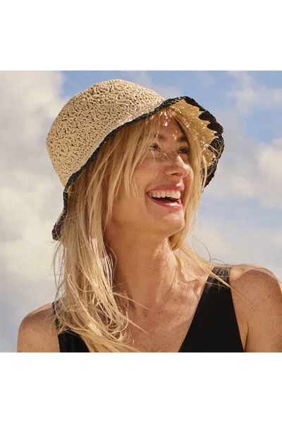 Lands' End Women's Raffia Bucket Hat In Brown