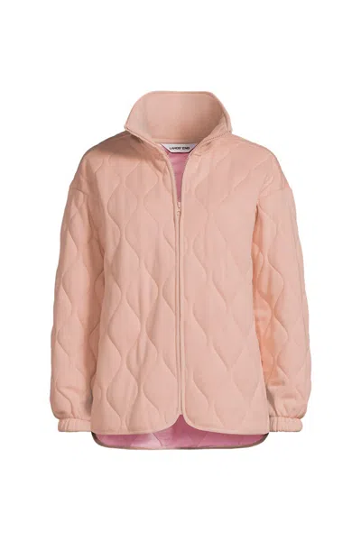 Lands' End Women's Raindefense Serious Sweats Quilted Full Zip Jacket In Pink