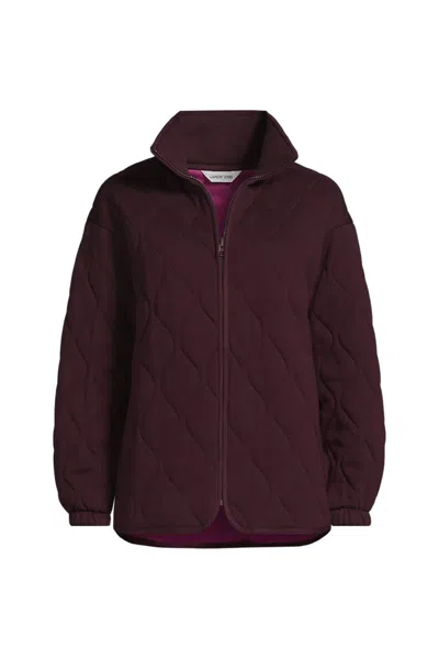 Lands' End Women's Raindefense Serious Sweats Quilted Full Zip Jacket In Purple