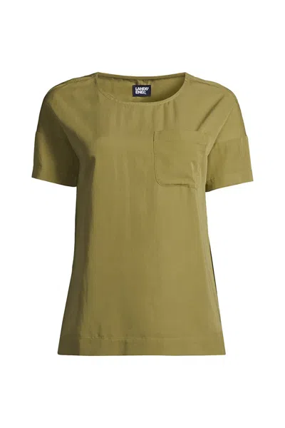 Lands' End Women's Rayon Short Sleeve Tee In Green